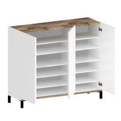Scarpiera Lorelei, cm 135x40h102, Bianco lucido e Acero<Dmora Hot