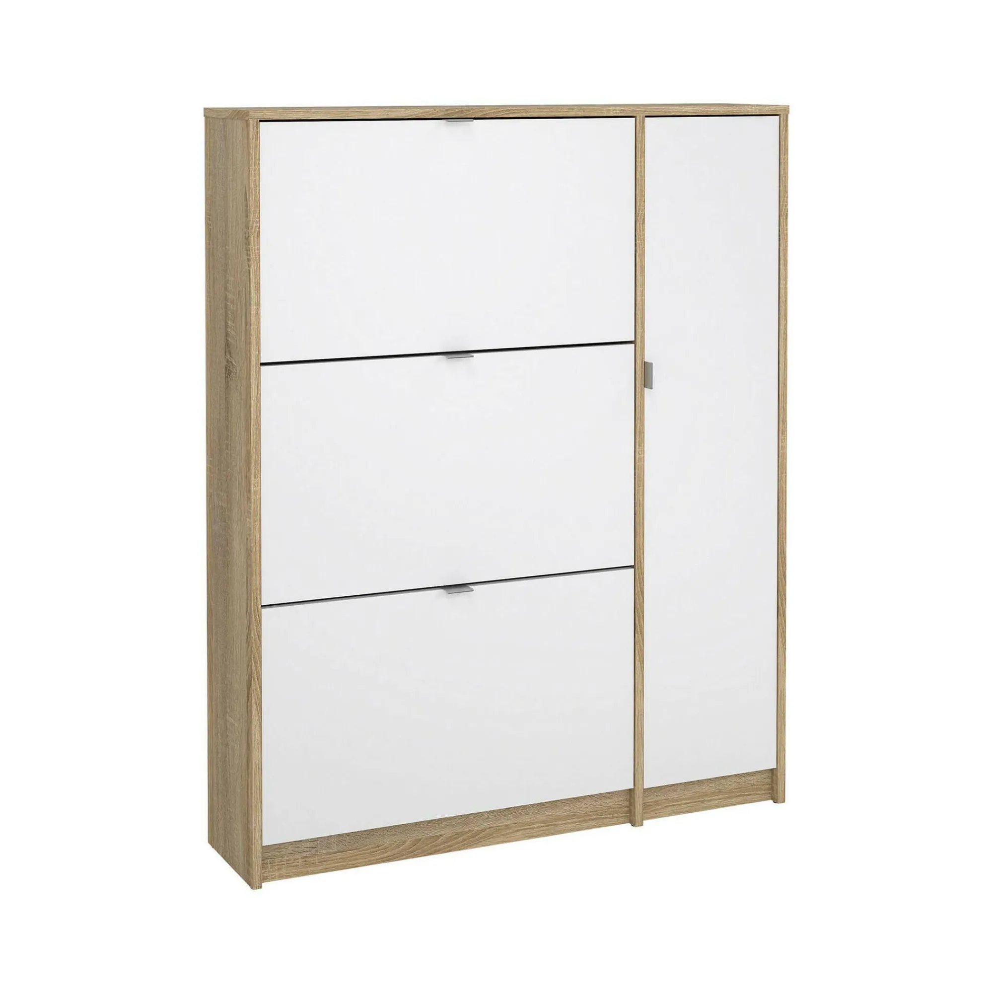 Scarpiera Marthe, Mobile portascarpe, Armadio da ingresso multiuso, Mobiletto per calzature, 99x24 h124 cm, Quercia e Bianco<Dmora Hot