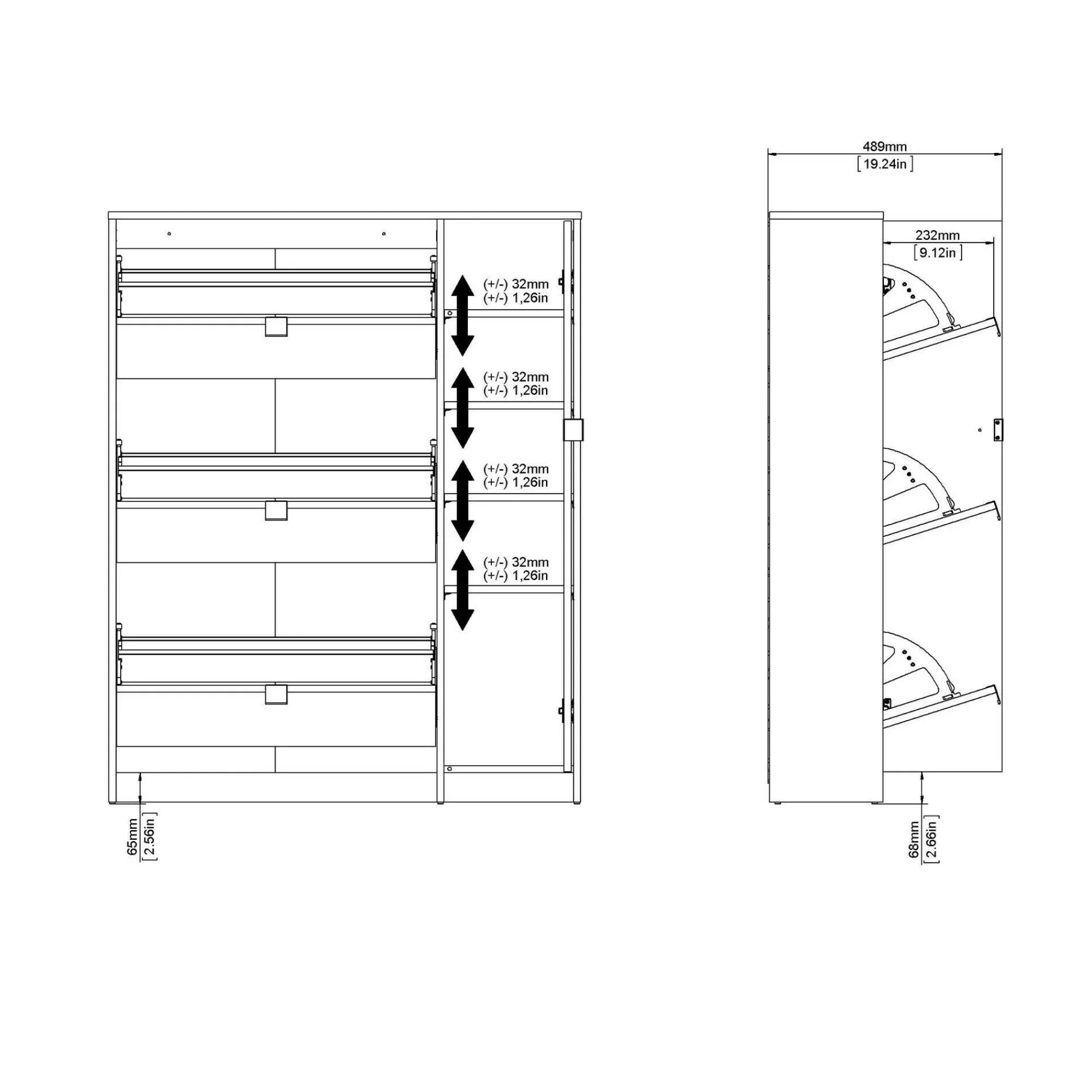 Scarpiera Marthe, Mobile portascarpe, Armadio da ingresso multiuso, Mobiletto per calzature, 99x24 h124 cm, Quercia e Bianco<Dmora Hot