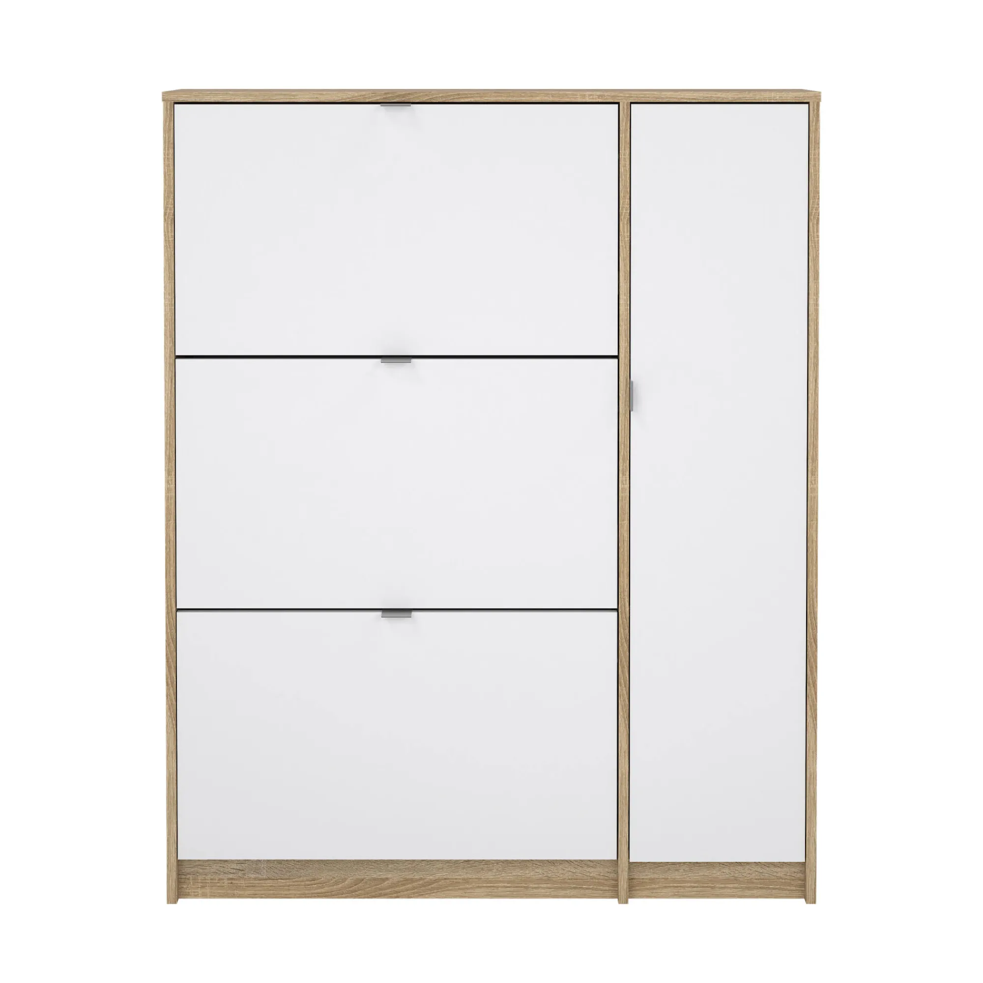 Scarpiera Marthe, Mobile portascarpe, Armadio da ingresso multiuso, Mobiletto per calzature, 99x24 h124 cm, Quercia e Bianco<Dmora Hot