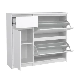 Scarpiera Maxime, Mobile portascarpe, Armadio da ingresso multiuso, Mobiletto per calzature, 32x109 h93 cm, Bianco<Dmora Best Sale