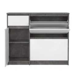 Scarpiera Maxime, Mobile portascarpe, Armadio da ingresso multiuso, Mobiletto per calzature, 32x109 h93 cm, Cemento e Bianco<Dmora Fashion