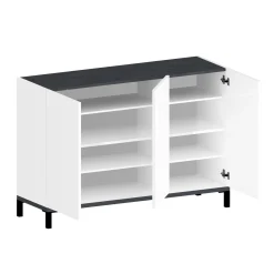Scarpiera Modesta, cm 120x40h80, Bianco lucido e Ardesia<Dmora Store