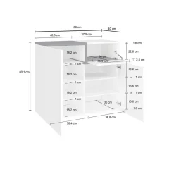 Scarpiera Morfeo, cm 80x40h80, Bianco lucido e Ardesia<Dmora Online
