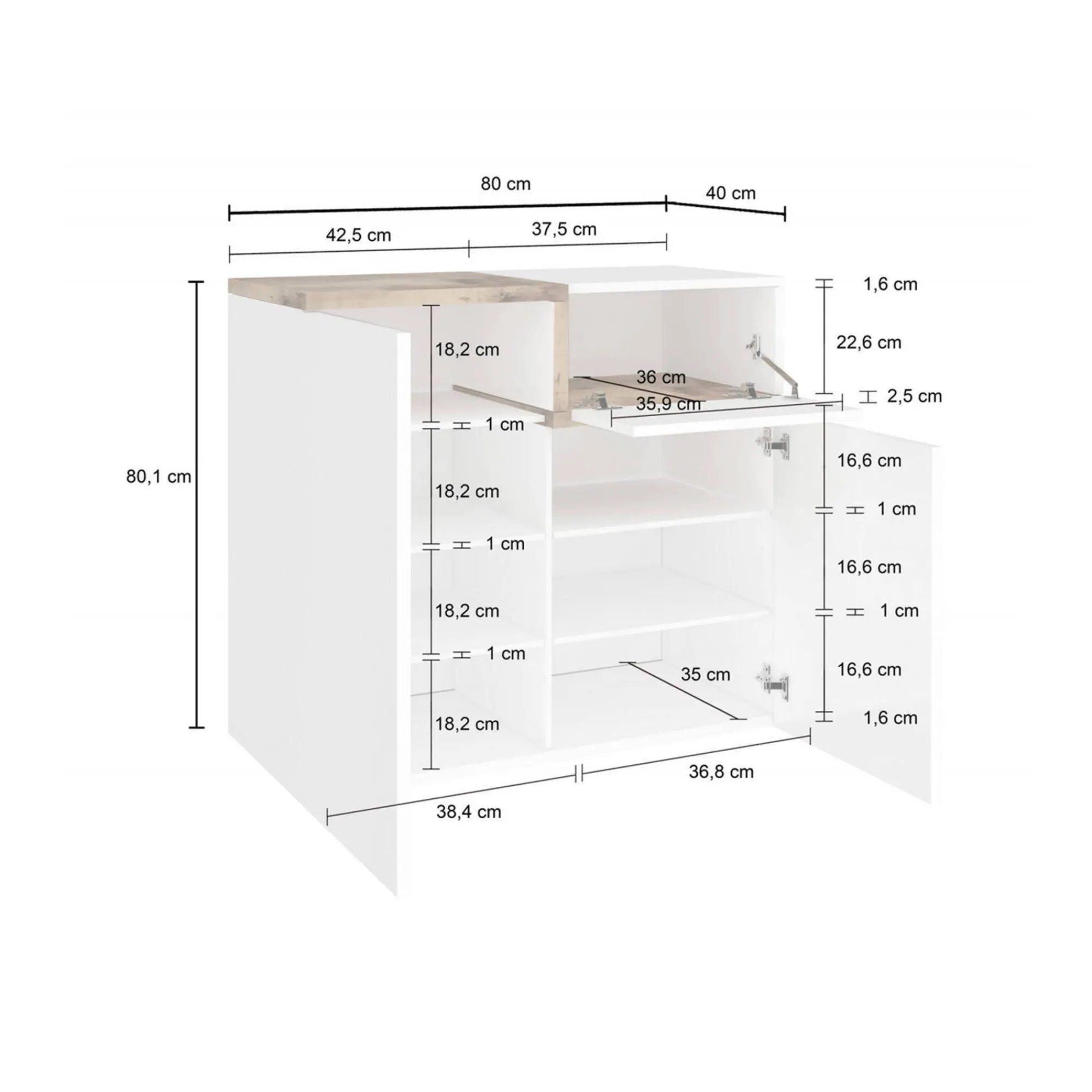 Scarpiera Morfeo, cm 80x40h80, Bianco lucido e Acero<Dmora Best Sale