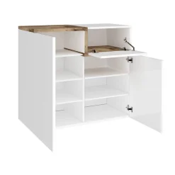 Scarpiera Morfeo, cm 80x40h80, Bianco lucido e Acero<Dmora Best Sale