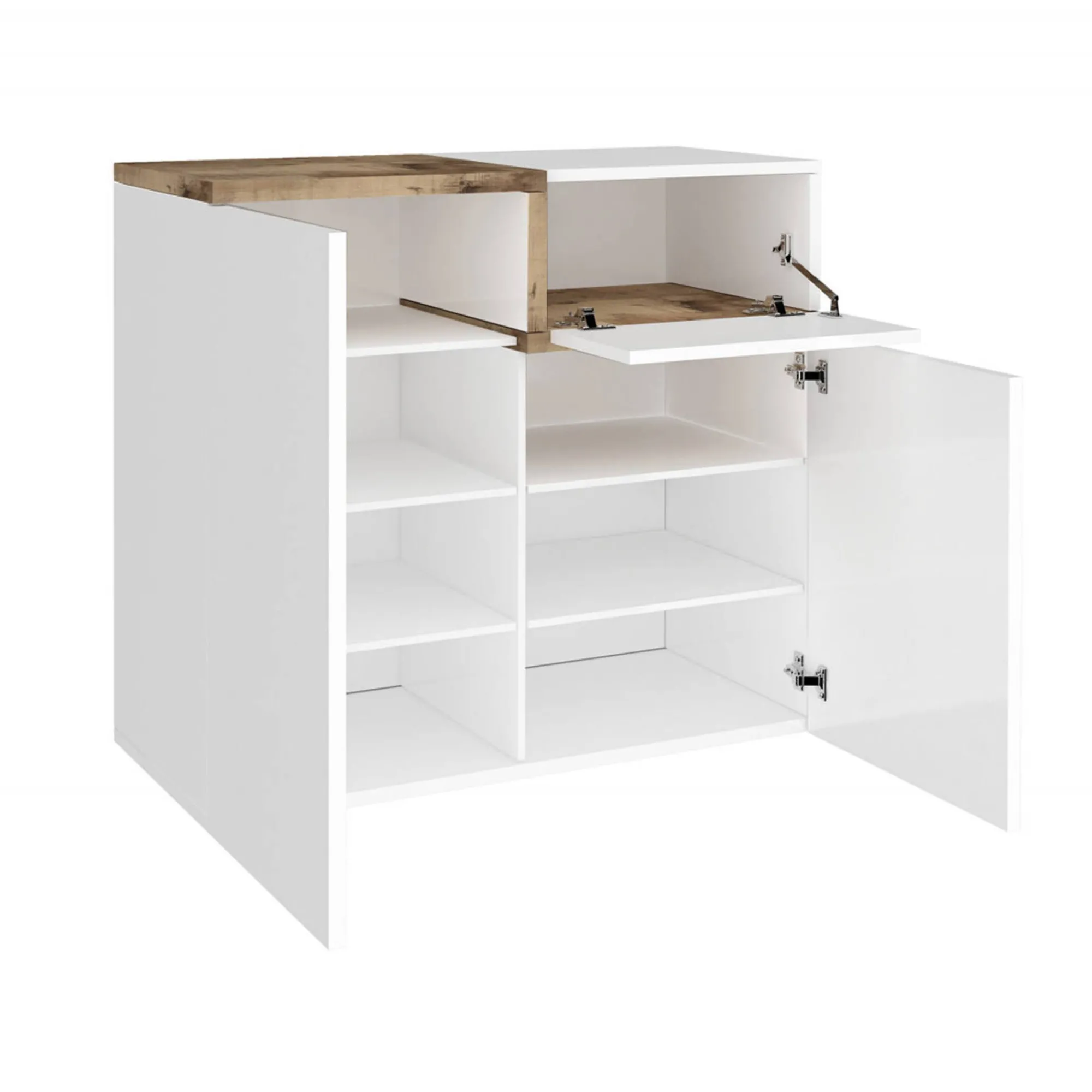 Scarpiera Morfeo, cm 80x40h80, Bianco lucido e Acero<Dmora Best Sale