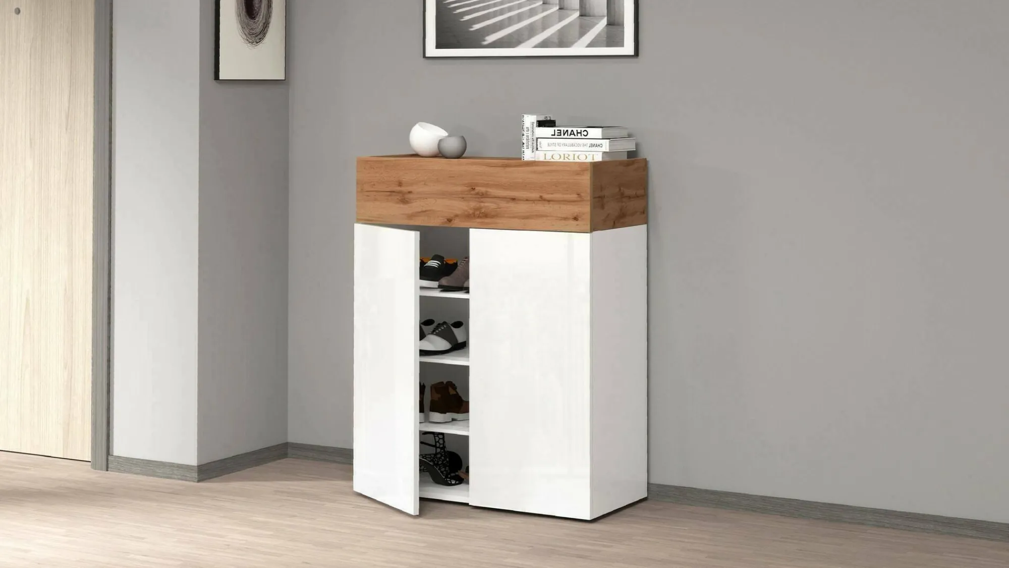 Scarpiera Nala, 76x38h100 cm, Bianco e<Dmora Online
