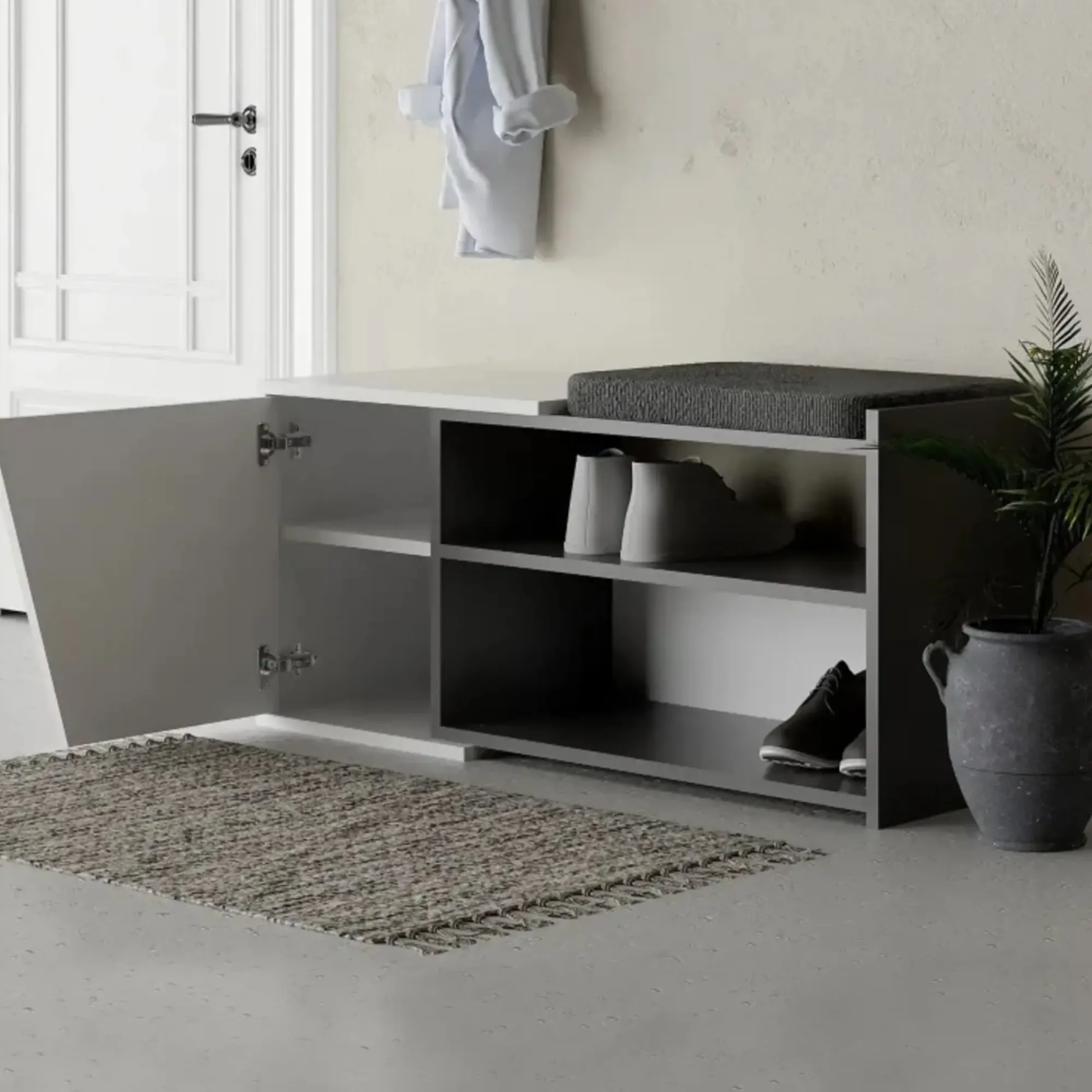 Scarpiera Neneng, 105x38 h47 cm, Antracite e Bianco<Dmora Cheap