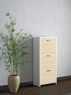 Scarpiera Nolo, 50x25h113 cm, Bianco e Rovere<Dmora Cheap