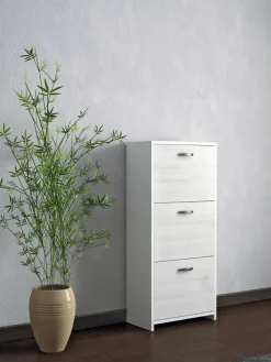 Scarpiera Nolo, 50x25h113 cm, Bianco e Rovere<Dmora Online