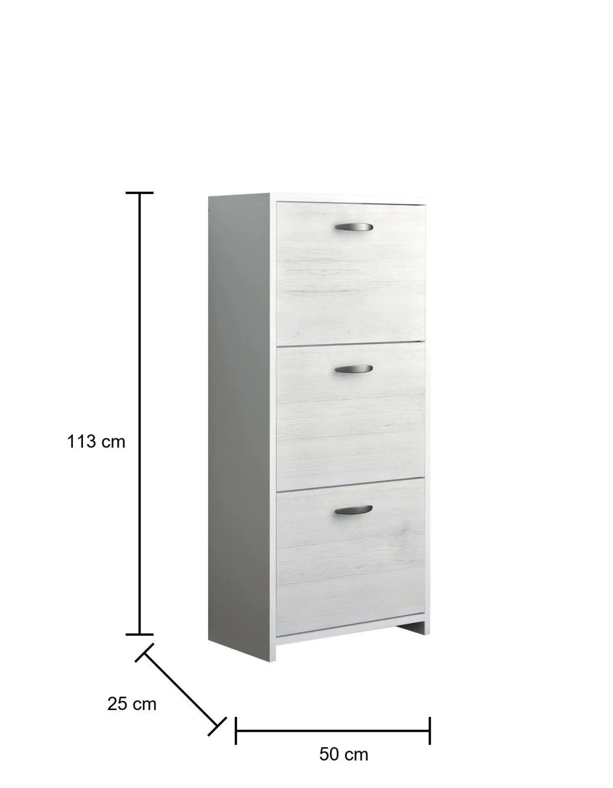 Scarpiera Nolo, 50x25h113 cm, Bianco e Rovere<Dmora Online