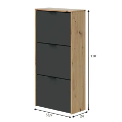 Scarpiera Ponente, 54x24h110 cm, Rovere e Antracite<Dmora Shop
