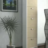 Scarpiera Roanu, 50x25h182 cm, Bianco e Rovere<Dmora Best