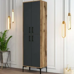 Scarpiera Sebastien, 60x35h200 cm, Noce e Antracite<Dmora Flash Sale