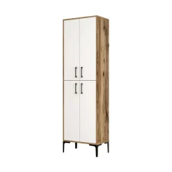 Scarpiera Sebastien, 60x35h200 cm, Noce e Bianco<Dmora Sale