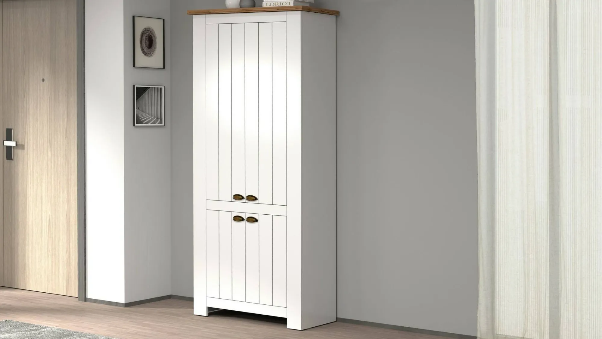 Scarpiera Shirley, 84x42h200 cm, Bianco e<Dmora New
