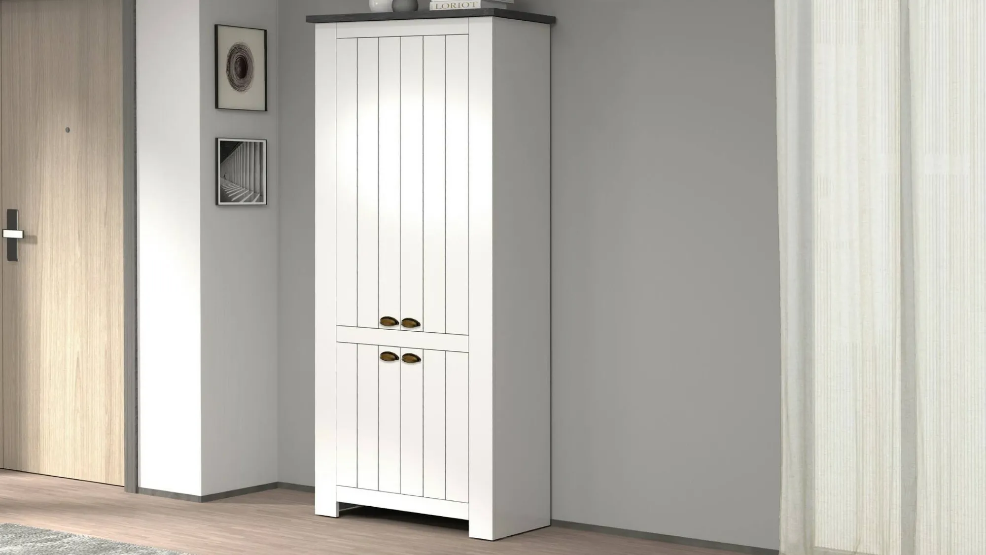 Scarpiera Shirley, 84x42h200 cm, Bianco e<Dmora Discount