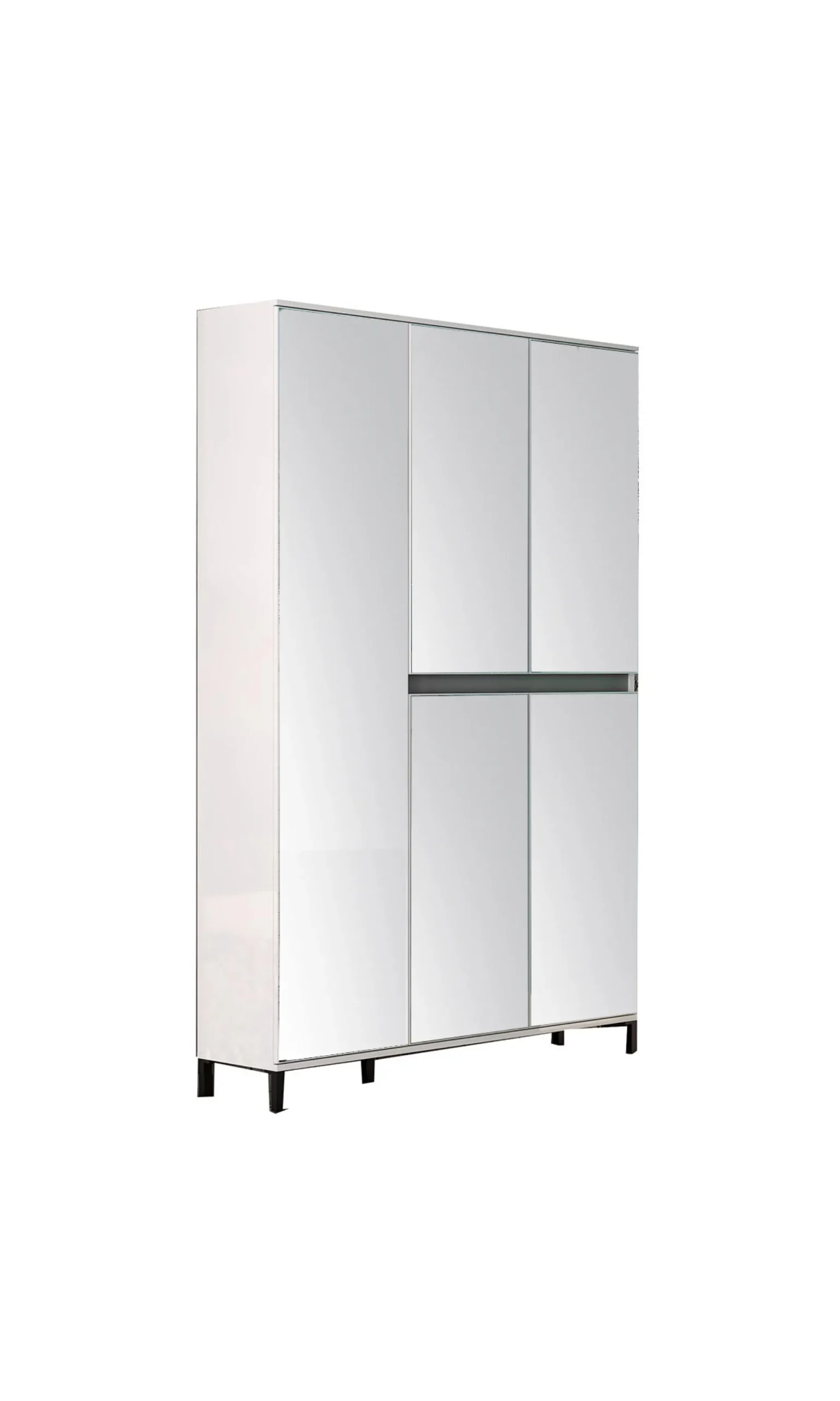 Scarpiera Sultano, 120x34h200 cm, Bianco lucido e Antracite<Dmora Clearance