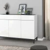 Scarpiera Syria, cm 120x40h80, Bianco lucido e Ardesia<Dmora Hot