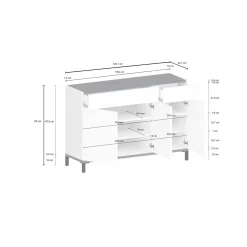 Scarpiera Syria, cm 120x40h80, Bianco lucido e Ardesia<Dmora Hot