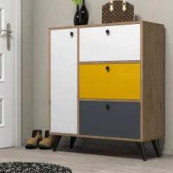 Scarpiera Tsuga, 90x35 h105 cm, Quercia e Bianco<Dmora Online