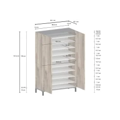 Scarpiera Uvarovite, cm 90x40h147, Ardesia e Acero<Dmora Clearance
