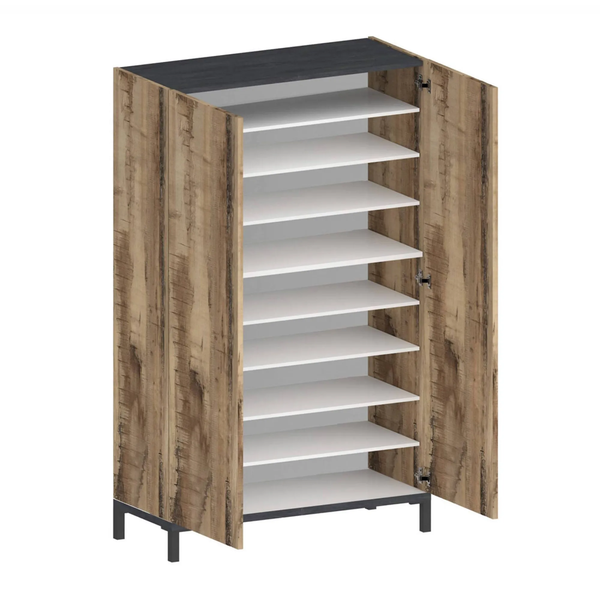Scarpiera Uvarovite, cm 90x40h147, Ardesia e Acero<Dmora Clearance