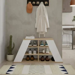 Scarpiera Zungri, 106x38 h50 cm, Quercia e Bianco<Dmora Store