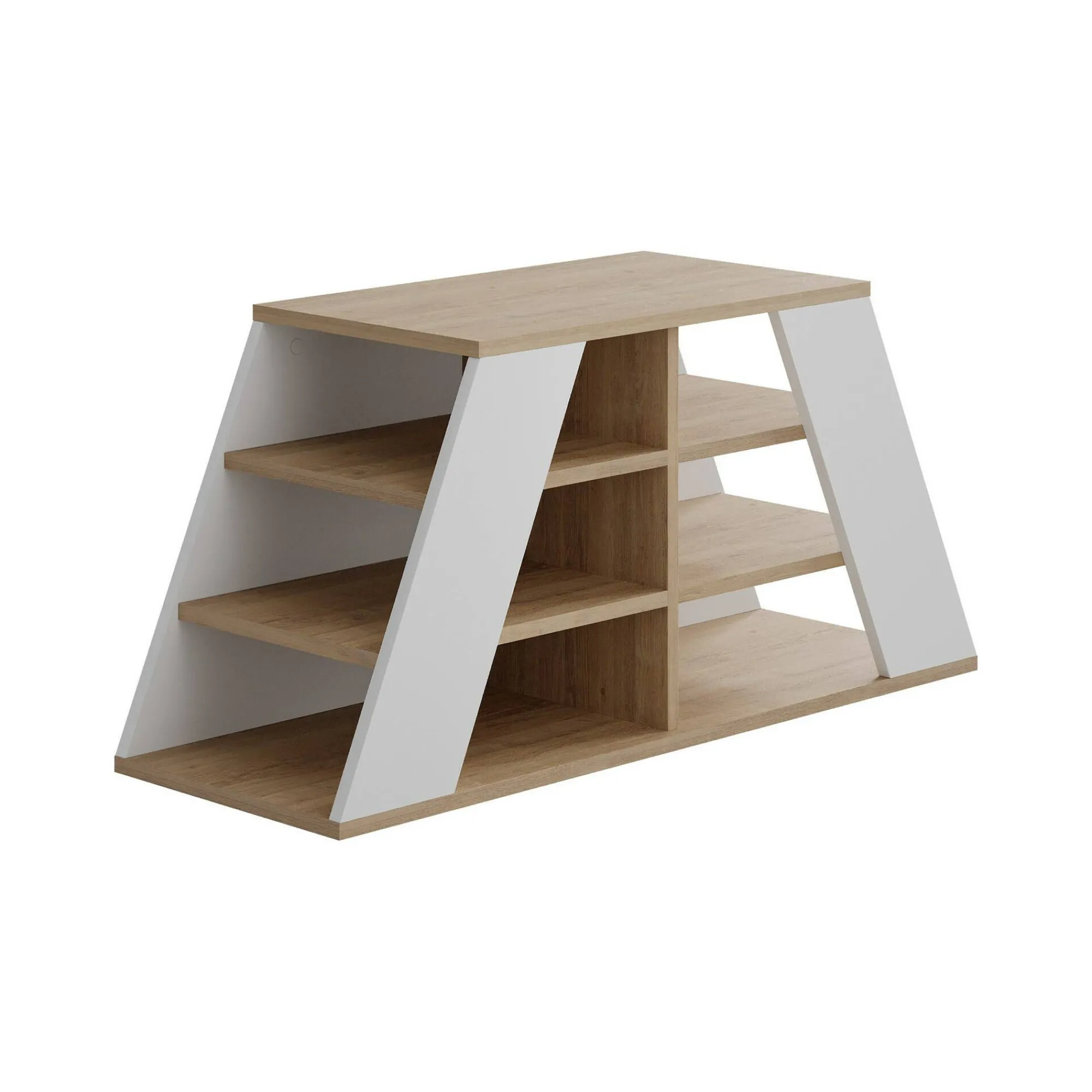 Scarpiera Zungri, 106x38 h50 cm, Quercia e Bianco<Dmora Store