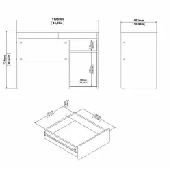 Scrivania Abbadu, 110x48 h77 cm, Bianco<Dmora Hot