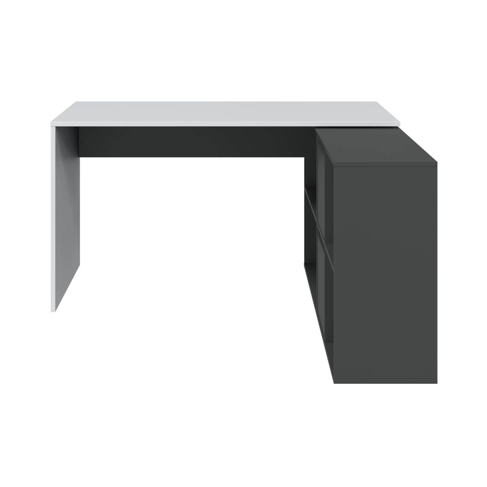 Scrivania Abby, 136x139h74 cm, Bianco e Antracite<Dmora Online