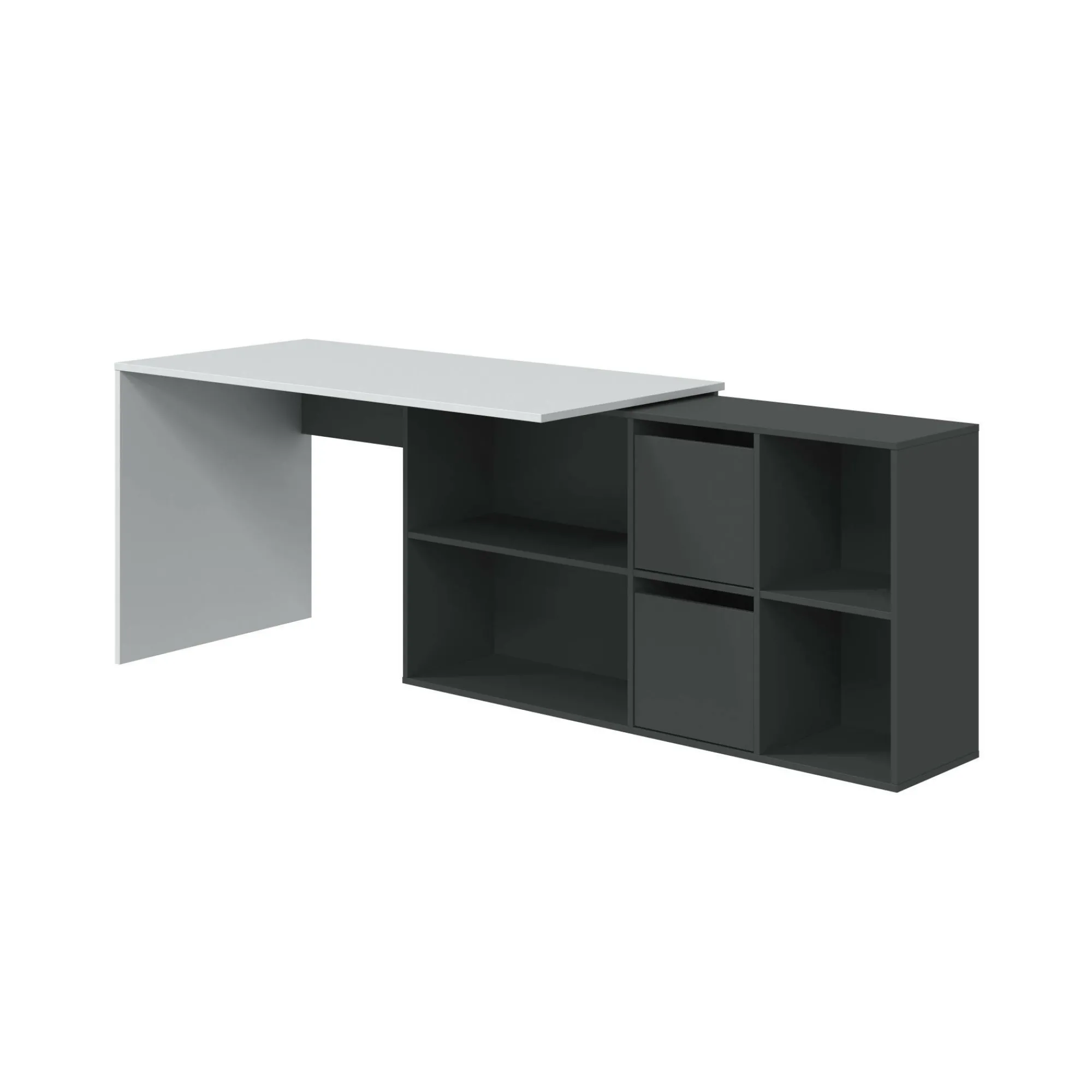 Scrivania Abby, 136x139h74 cm, Bianco e Antracite<Dmora Online