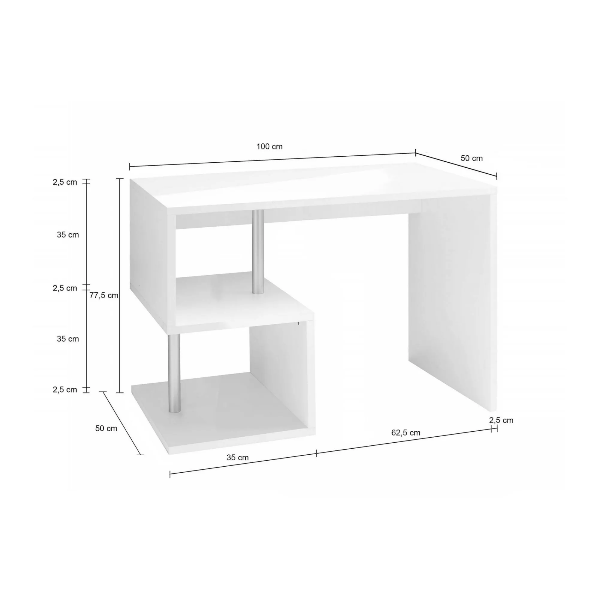 Scrivania Acan, cm 100x50h78,<Dmora Shop
