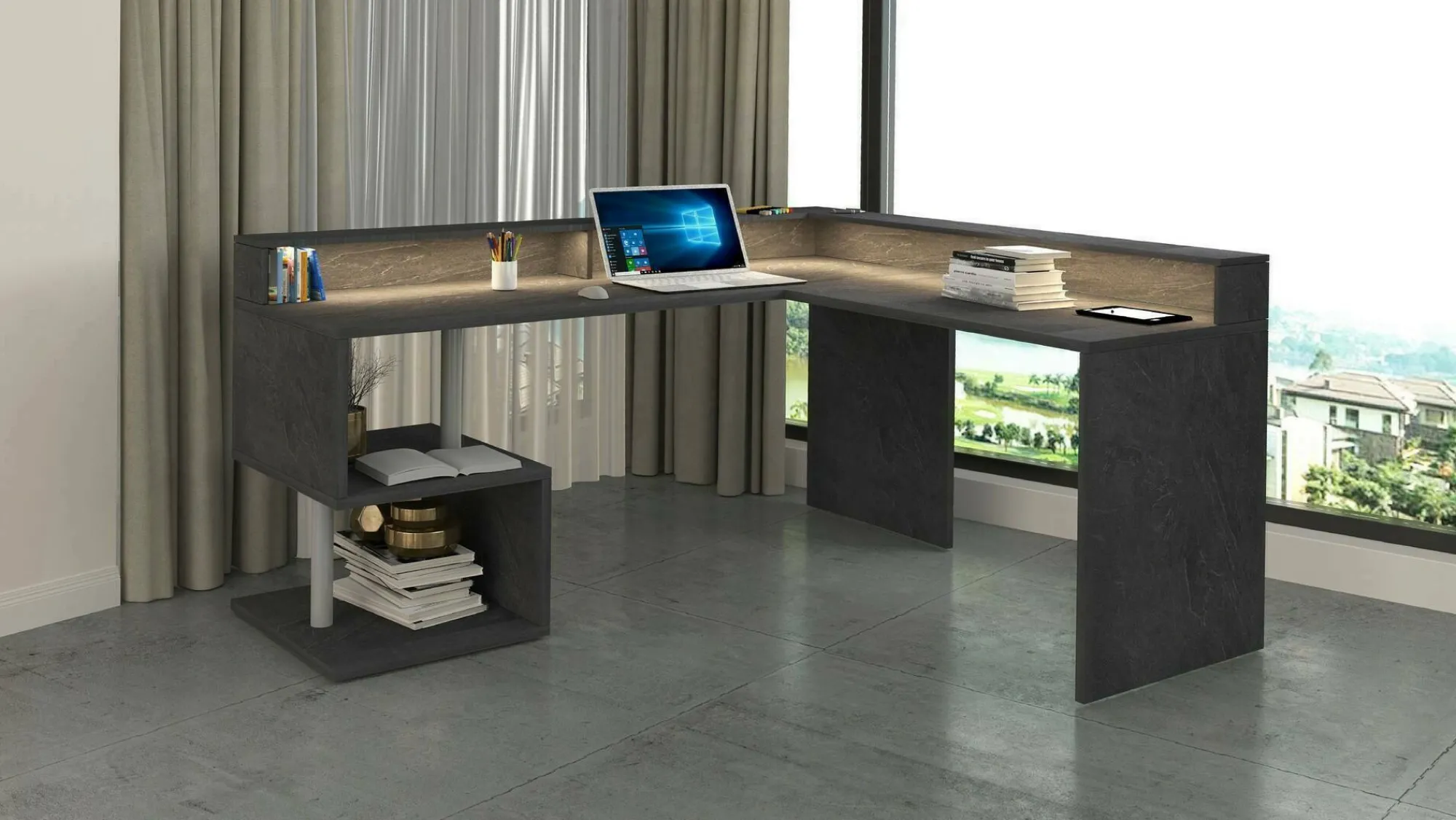 Scrivania Adelma, 180x60h93 cm,<Dmora Clearance