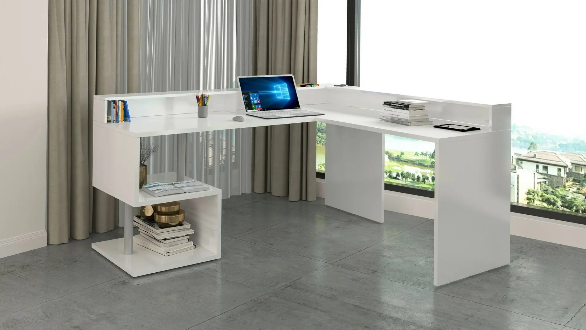 Scrivania Adelma, 180x60h93 cm,<Dmora Store