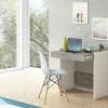 Scrivania Adri, 80x40h79 cm, Bianco e Cemento<Dmora Store