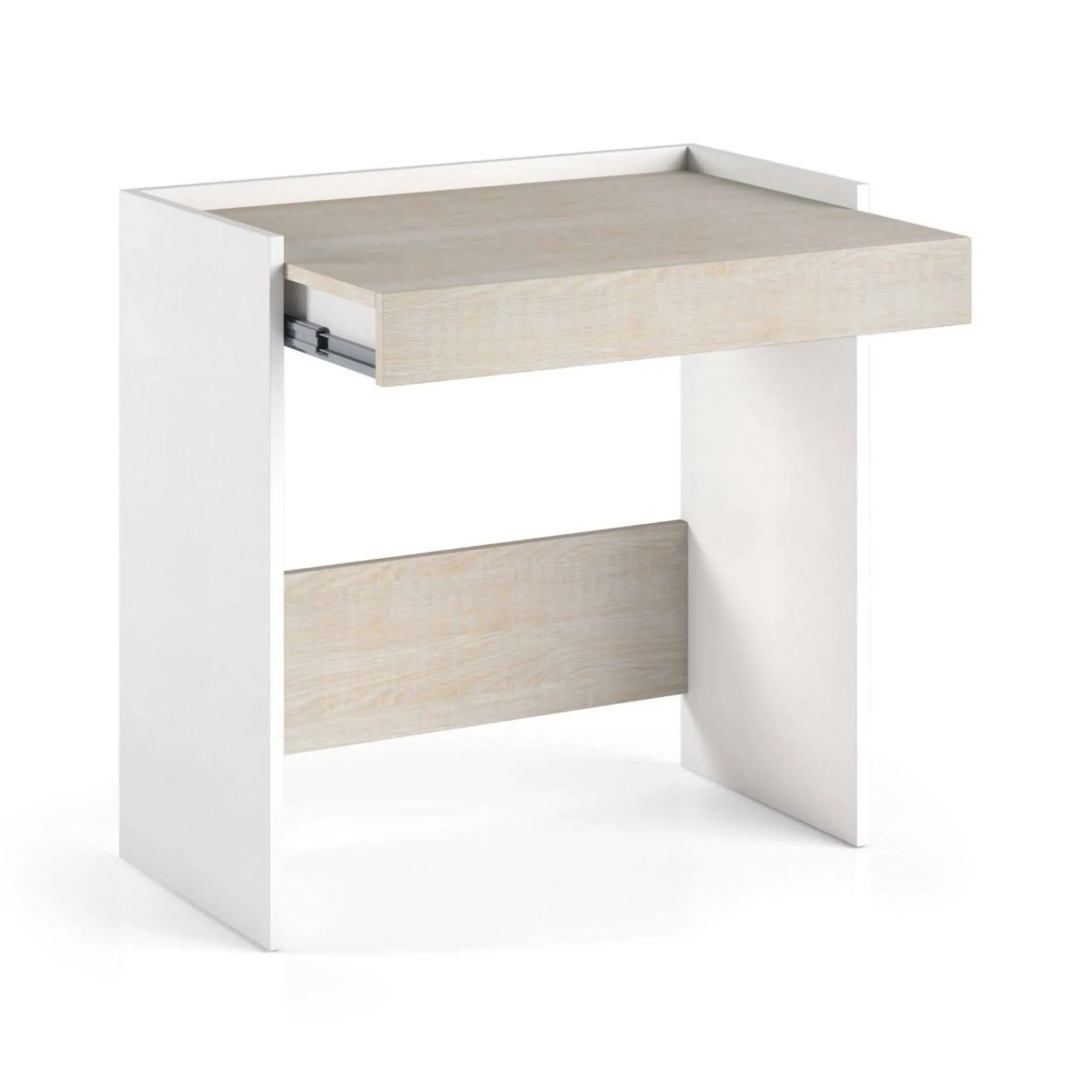 Scrivania Adri, 80x40h79 cm, Bianco e Rovere<Dmora Flash Sale