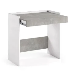 Scrivania Adri, 80x40h79 cm, Bianco e Cemento<Dmora Store