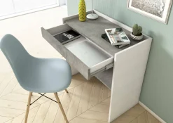 Scrivania Adri, 80x40h79 cm, Bianco e Cemento<Dmora Store