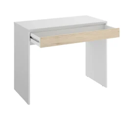 Scrivania Affiniti, 90x50h74 cm, Bianco e Rovere<Dmora Fashion