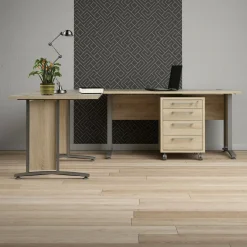 Scrivania Agerato, 200x230 h75 cm, Grigio e Quercia<Dmora Cheap
