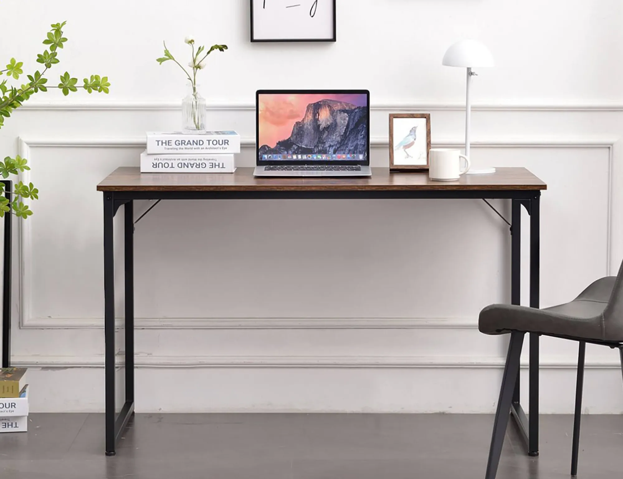 Scrivania Agliopi, 58x128h75 cm, Noce e Nero<Dmora Discount