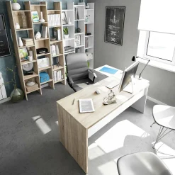 Scrivania Agnello, 145x108h73 cm, Rovere e Bianco<Dmora Best Sale