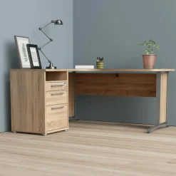 Scrivania Alfango, 159x151 h75 cm, Grigio e Quercia<Dmora Best