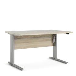 Scrivania Alfango, 80x120 h75 cm, Grigio e Quercia<Dmora Shop