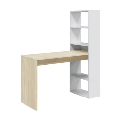 Scrivania Ali, 120x53h144 cm, Bianco e Rovere<Dmora New