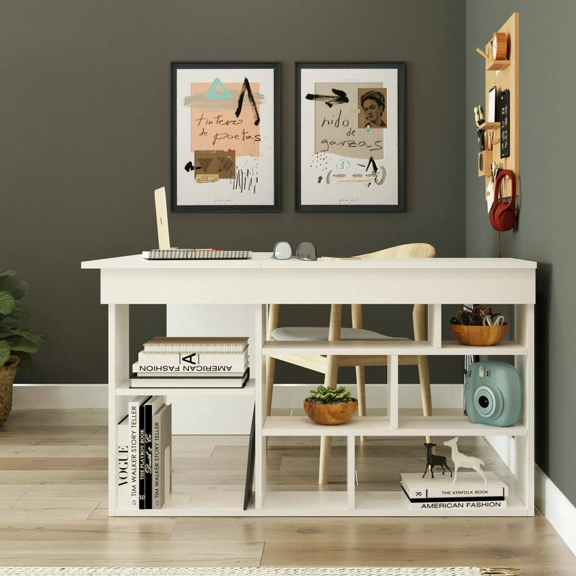 Scrivania Altin, 129x120h72 cm,<Dmora Cheap