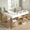 Scrivania Altin, 129x120h72 cm, Quercia e Bianco<Dmora Outlet