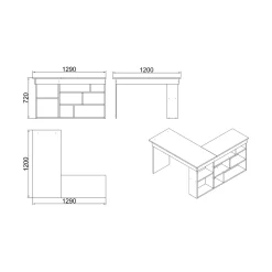 Scrivania Altin, 129x120h72 cm, Quercia e Bianco<Dmora Outlet